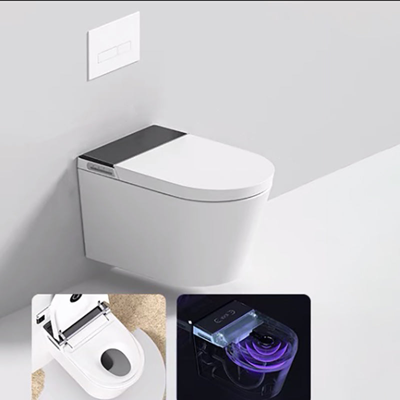 Contemporary White Elongated Wall Hung Toilet Set with Heated Seat