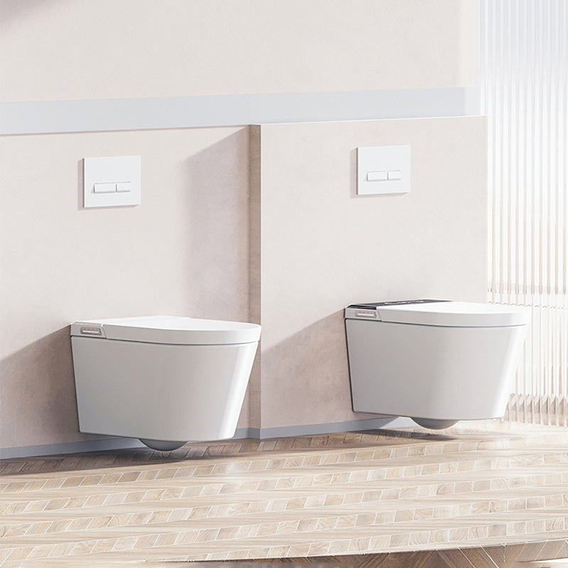 Contemporary White Elongated Wall Hung Toilet Set with Heated Seat