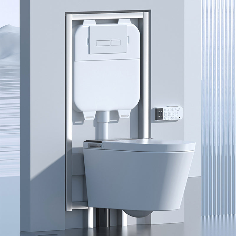 Contemporary White Elongated Wall Hung Toilet Set with Heated Seat
