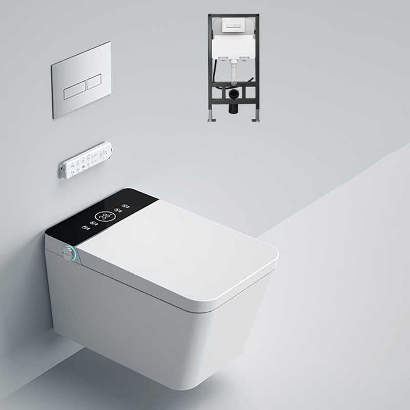 Contemporary Smart Bidet Dryer Elongated Ceramic Wall Mounted Bidet