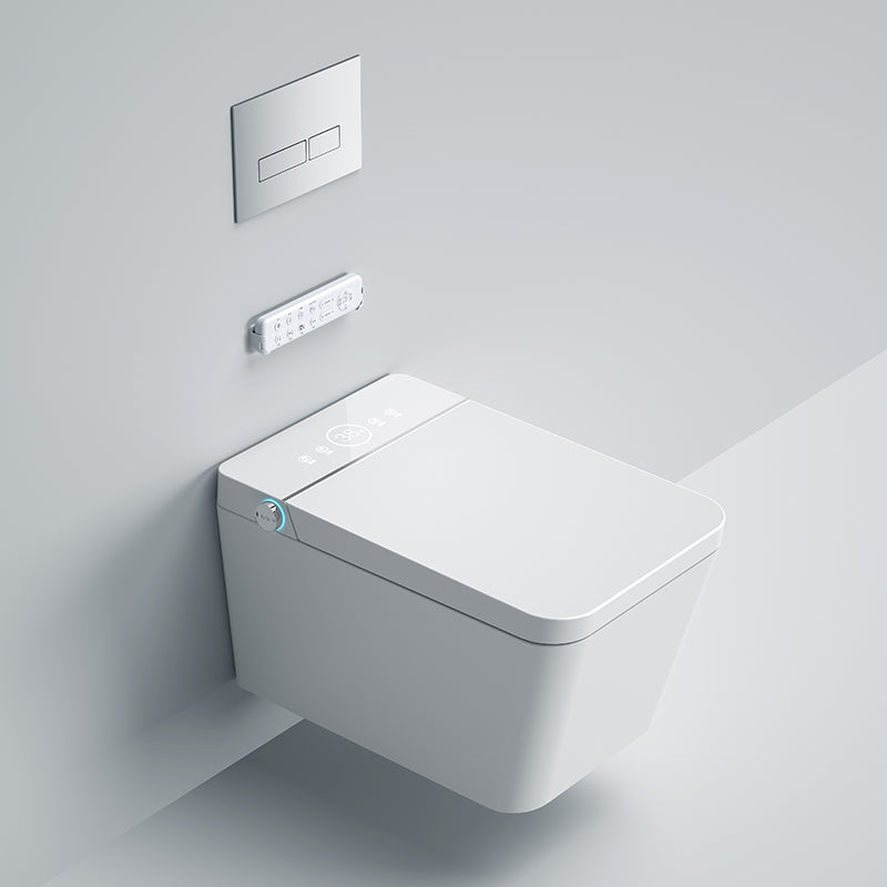 Contemporary Smart Bidet Dryer Elongated Ceramic Wall Mounted Bidet