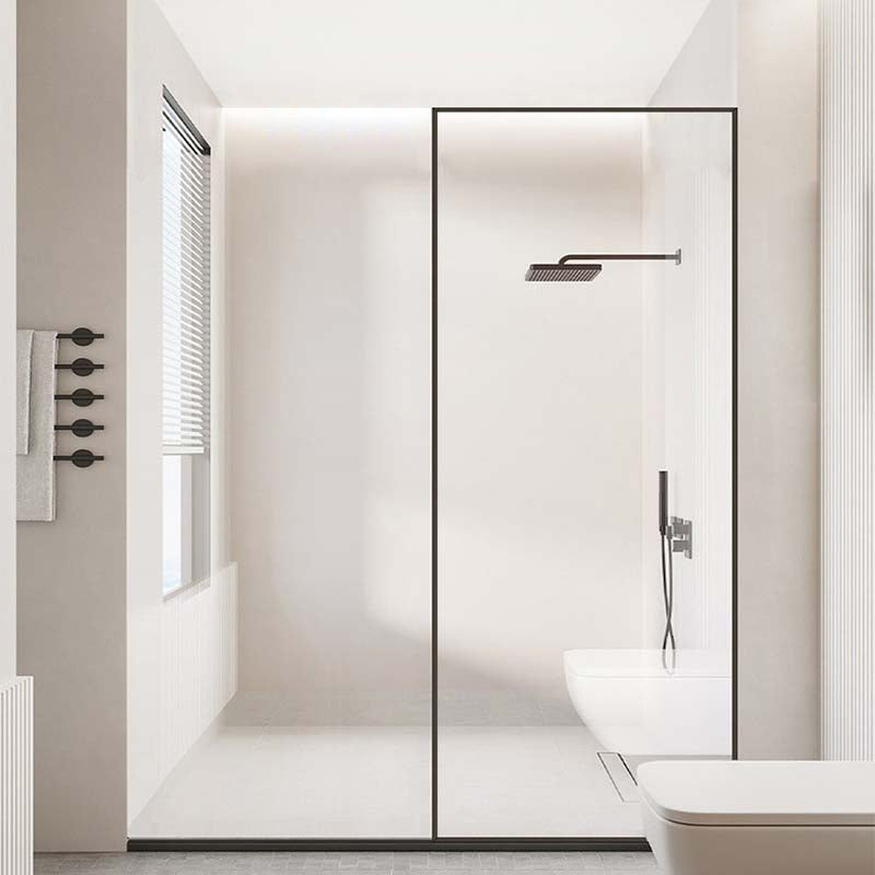 Black Fixed Shower Screen Full Frame Half Partition Bathroom Door