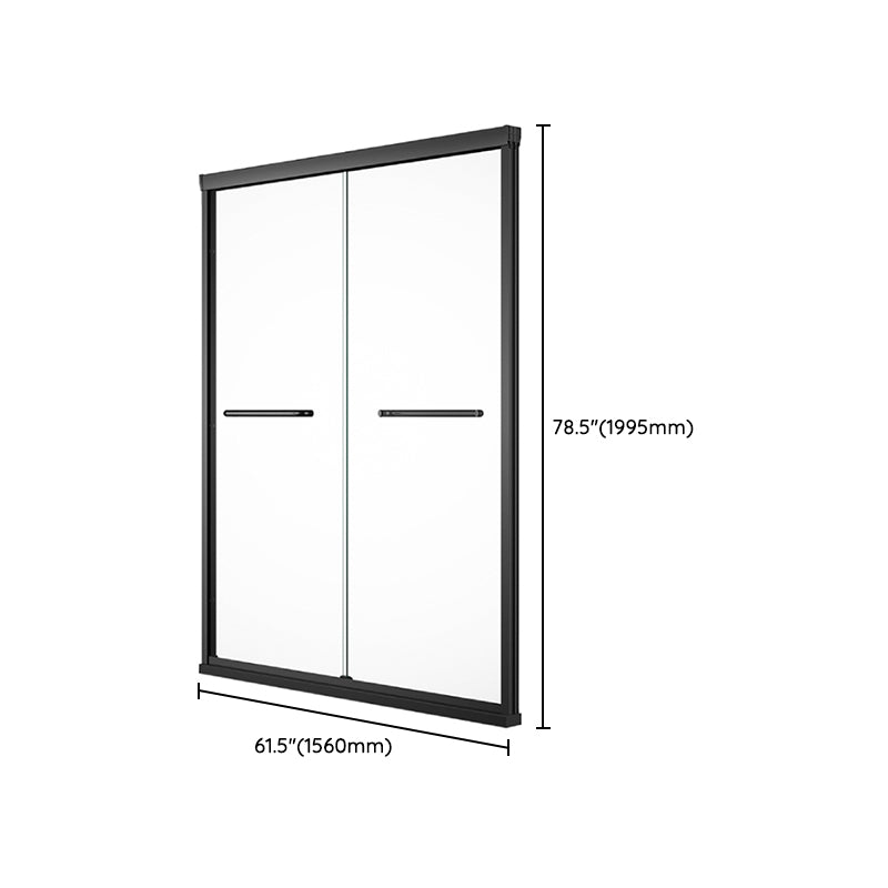 Semi Frameless Black Shower Door Double Sliding Clear Shower Doors