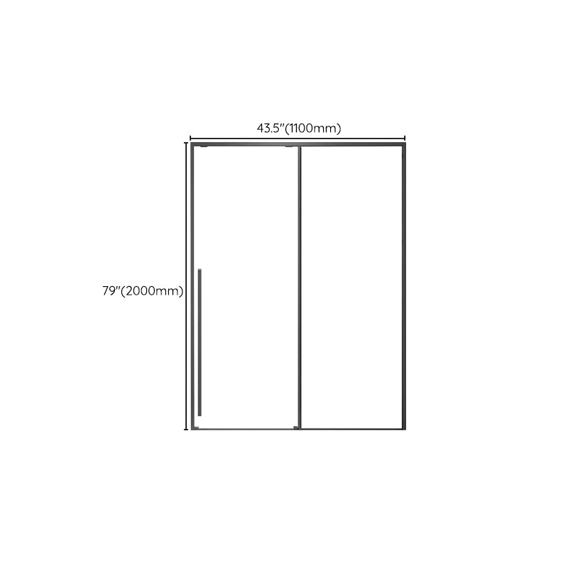 Gray Narrow Side Shower Door Single Sliding Door Tempered Glass Shower Door