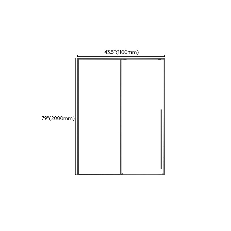 Gray Narrow Side Shower Door Single Sliding Door Tempered Glass Shower Door
