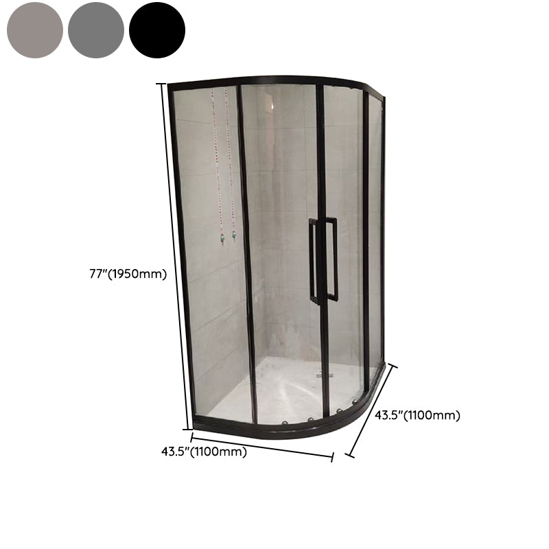 Clear Tempered Glass Shower Stall Round Shower Enclosure on Corner