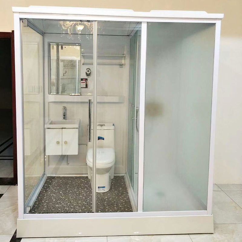 Single Sliding Rectangle Shower Kit Tempered Framed Shower Stall