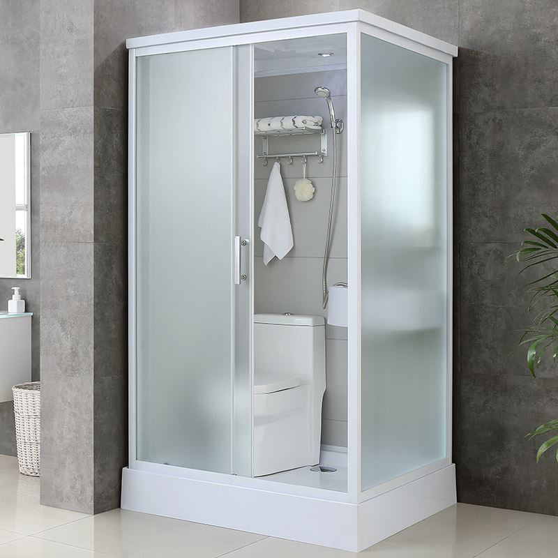 Single Sliding Rectangle Shower Kit Tempered Framed Shower Stall