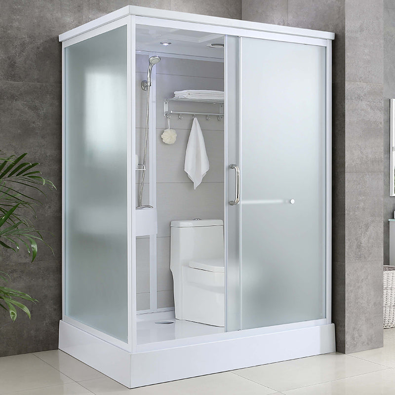 Single Sliding Rectangle Shower Kit Tempered Framed Shower Stall