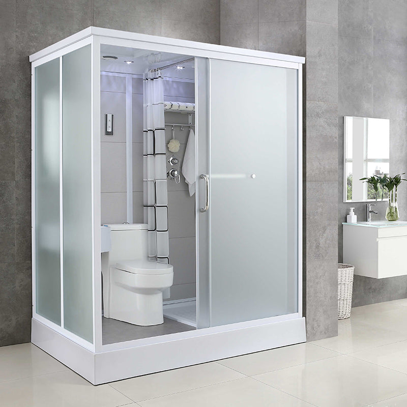 Single Sliding Rectangle Shower Kit Tempered Framed Shower Stall