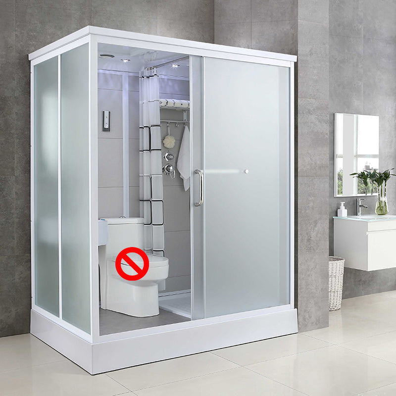 Single Sliding Rectangle Shower Kit Tempered Framed Shower Stall