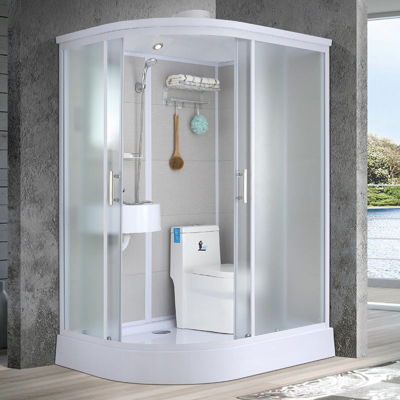 Single Sliding Rectangle Shower Kit Tempered Framed Shower Stall