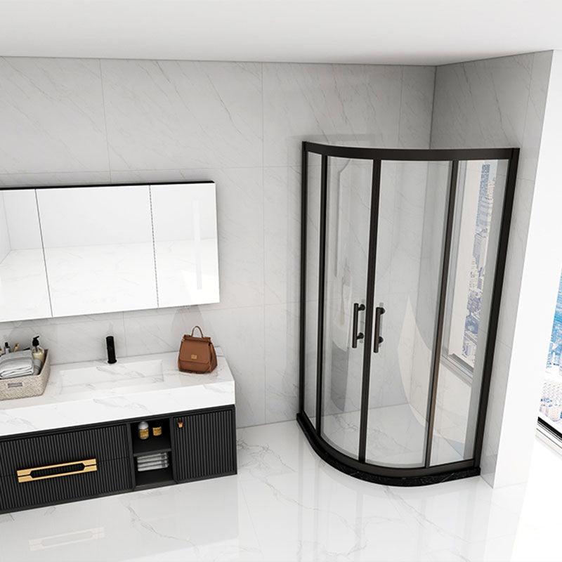Black Neo-Angle Shower Enclosure Easy Clean Glass Shower Enclosure on Corner