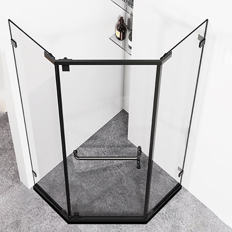 Neo-Angle Tempered Glass Shower Enclosure Black Framed Shower Kit