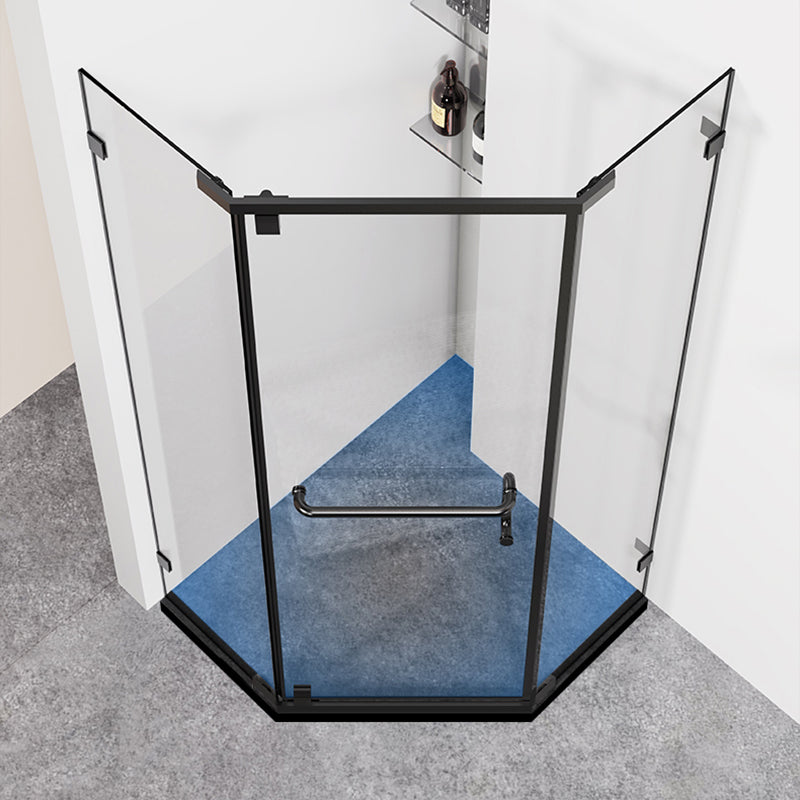 Neo-Angle Tempered Glass Shower Enclosure Black Framed Shower Kit