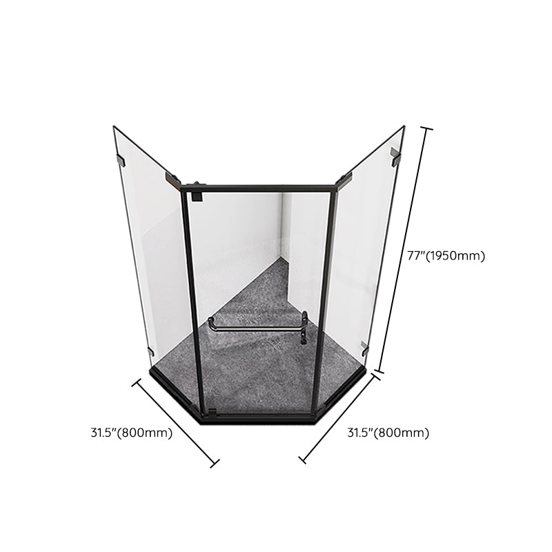 Neo-Angle Tempered Glass Shower Enclosure Black Framed Shower Kit