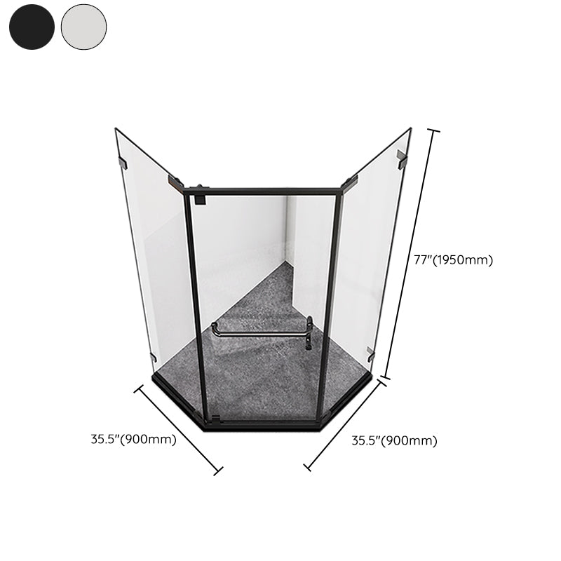 Neo-Angle Tempered Glass Shower Enclosure Black Framed Shower Kit