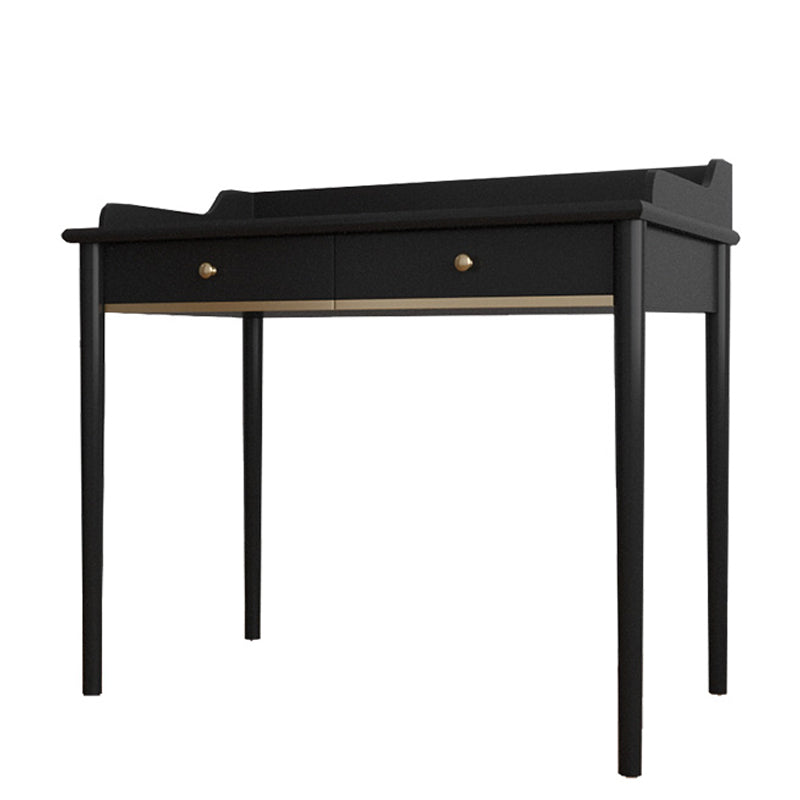Mid-Century Modern Make-up Vanity with Drawers in Black Solid Wood
