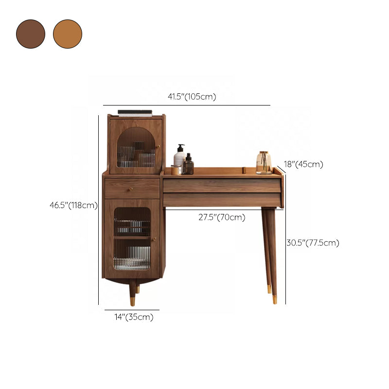Scandinavian Solid Wood Table Makeup Vanity with Drawers for Bedroom