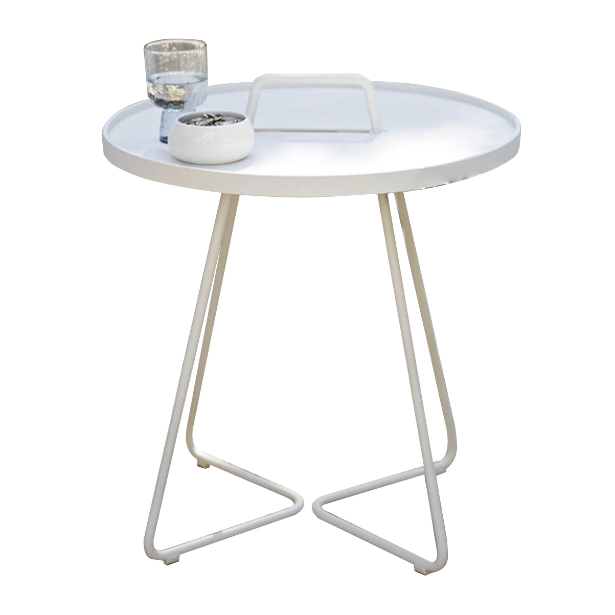 Modern Style Round Side Table Aluminum Rust Resistant Patio Table