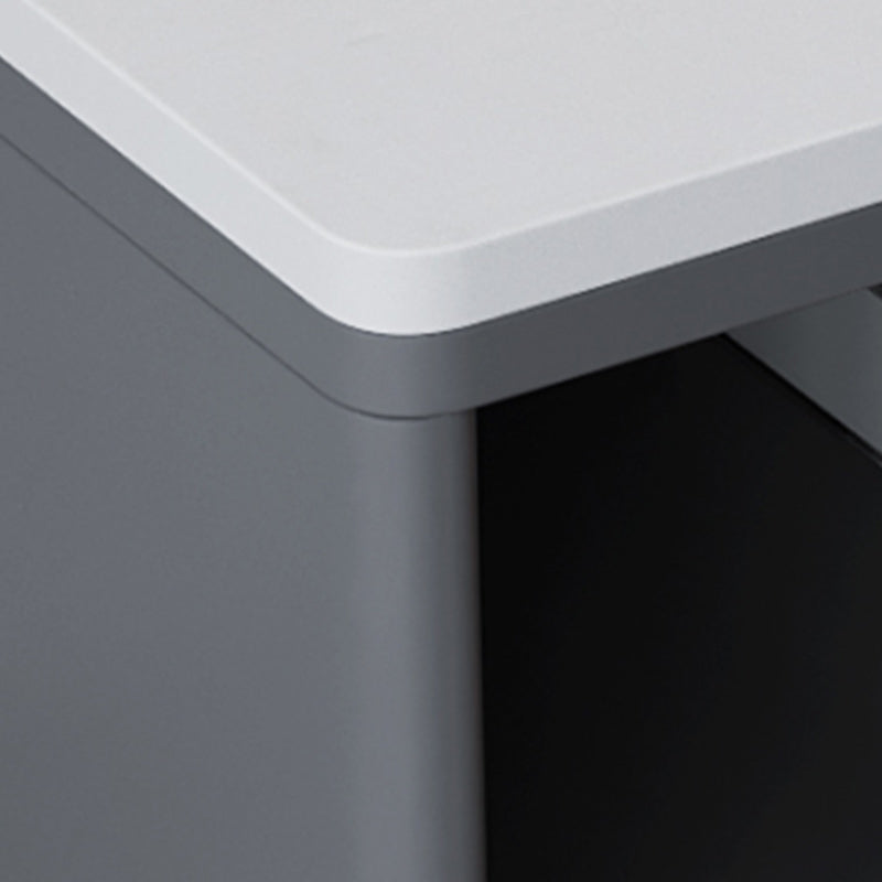 4 Legs Glam Side Table Stone Top Side Table with Shelf and Drawer