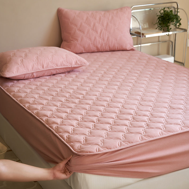 Soft Fitted Sheet Breathable Flannel Pure Color Fade Resistant Fitted Sheet Set