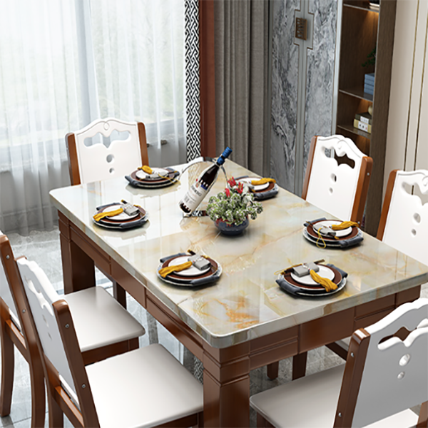 Contemporary Rectangle Dining Site Table Marble Dining Room Collection with 4-foot