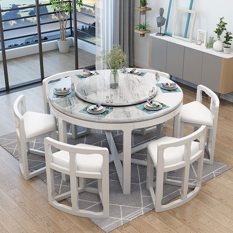 Faux Marble Dining Table Round Pedestal Dining Site Table for Home