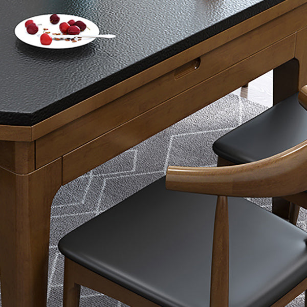 4 Legs Dining Table Modern Style Round Stone Dinette Table with Drop-Leaf