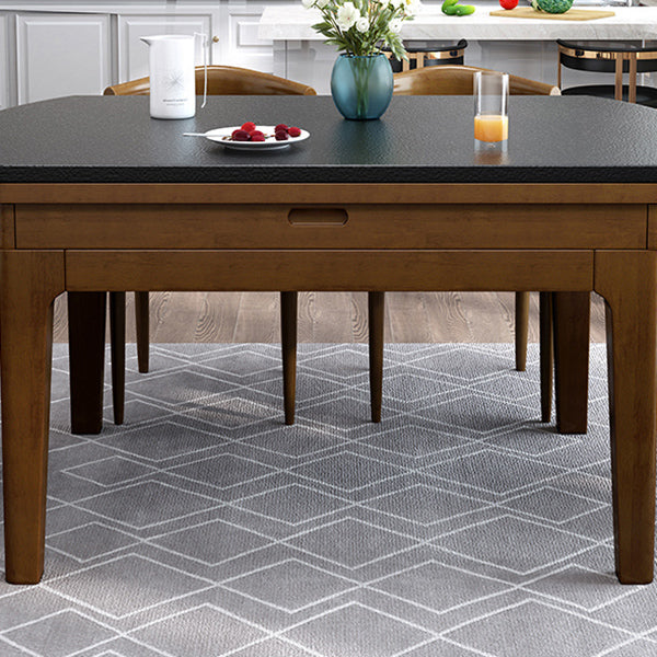 4 Legs Dining Table Modern Style Round Stone Dinette Table with Drop-Leaf