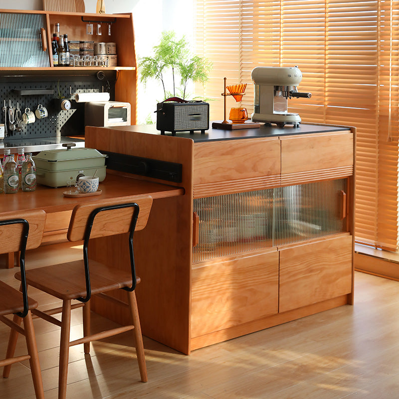Dining Room Kitchen Island Table Modern Wood Prep Table with Drawer