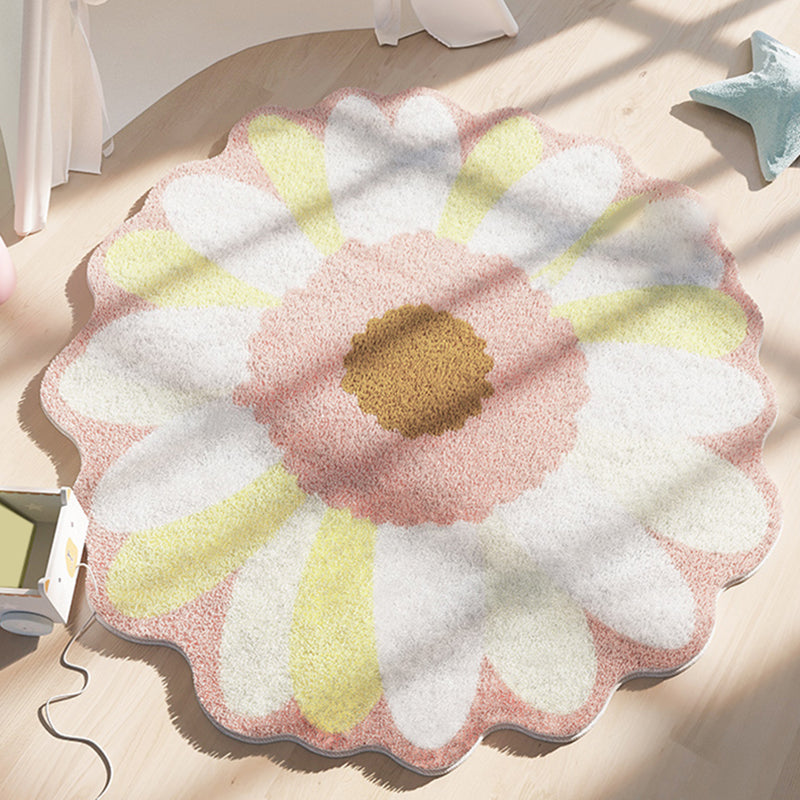 Novelty Contemporary Carpet Lambswool Adults Indoor Rug Floral Print Rug Non-Slip Backing
