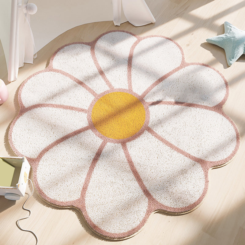 Novelty Contemporary Carpet Lambswool Adults Indoor Rug Floral Print Rug Non-Slip Backing