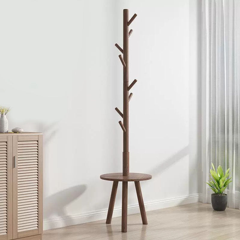 Modern Coat Rack Free Standing Solid Wood Clothes Hanger with Coat Hooks