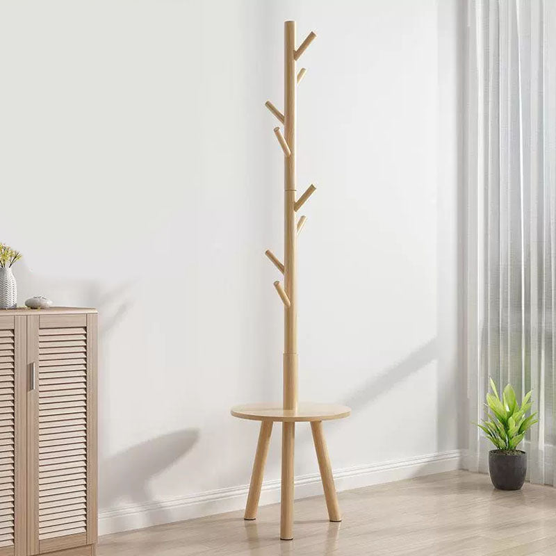 Modern Coat Rack Free Standing Solid Wood Clothes Hanger with Coat Hooks