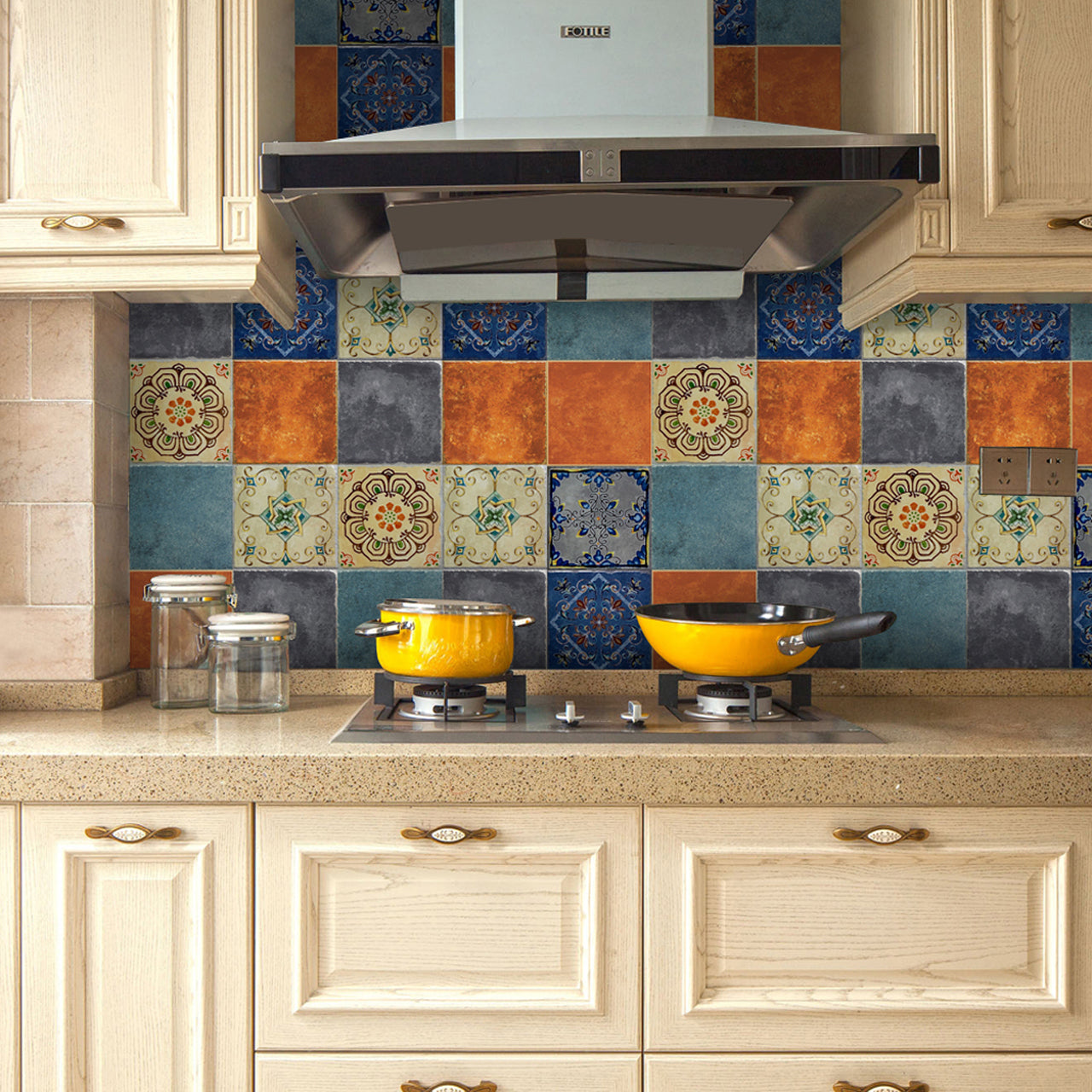 Traditional Peel and Stick Backsplash PVC Mosaic Tile Wallpaper for Kitchen Backsplash