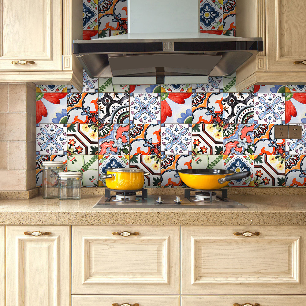 Traditional Peel and Stick Backsplash PVC Mosaic Tile Wallpaper for Kitchen Backsplash