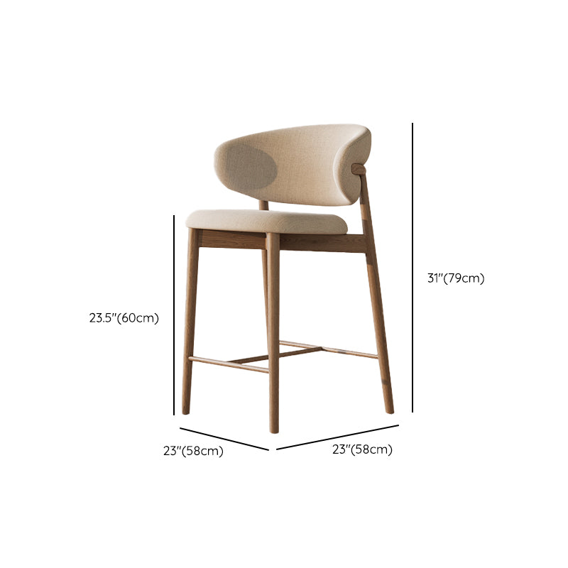 Solid Wood Dining Stools Low Back Upholstered Bar Stools with Footrest