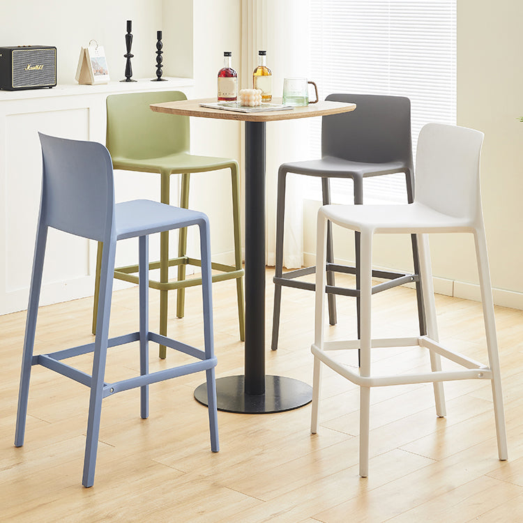 Plastic Armless Dining Stools Low Back Bar Stools with Footrest