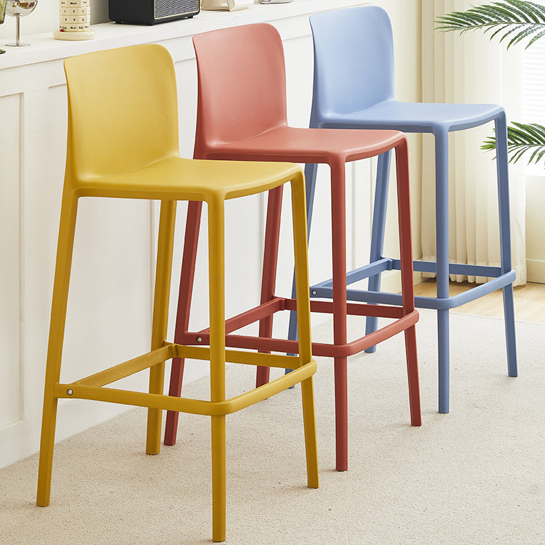 Plastic Armless Dining Stools Low Back Bar Stools with Footrest