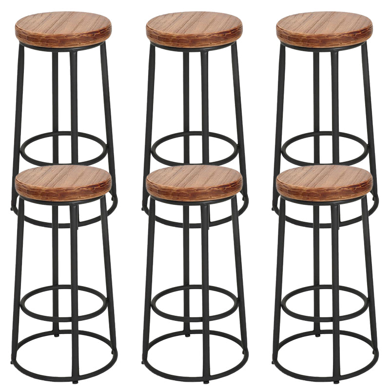 Backless Dining Stool Round Armless Bar Stool with Metal Base