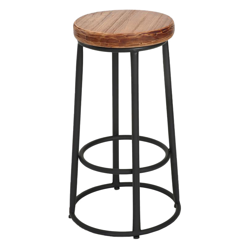 Backless Dining Stool Round Armless Bar Stool with Metal Base