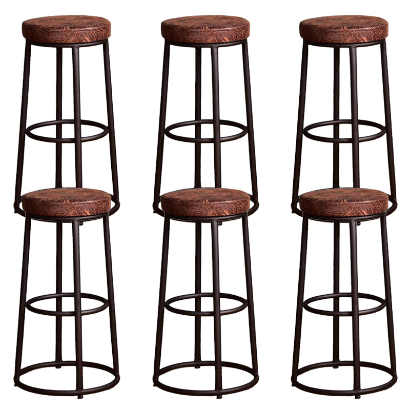 Backless Dining Stool Round Armless Bar Stool with Metal Base