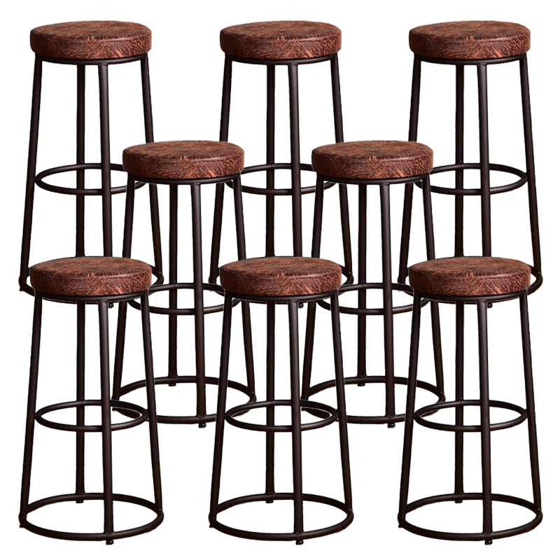 Backless Dining Stool Round Armless Bar Stool with Metal Base