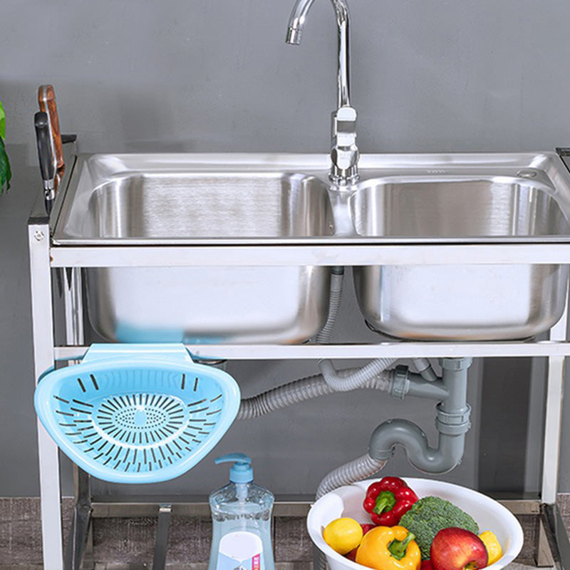 Modern Style Kitchen Sink Stainless Steel Drop-In Kitchen Double Sink with Drain Assembly