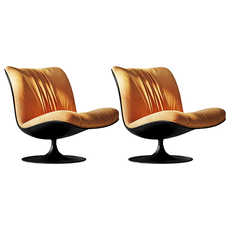 Swivel Parsons Chair with Round Metal Base and Fixed Back for Living Room