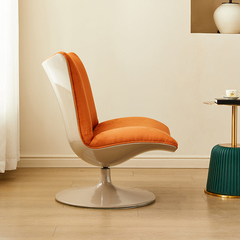 Swivel Parsons Chair with Round Metal Base and Fixed Back for Living Room