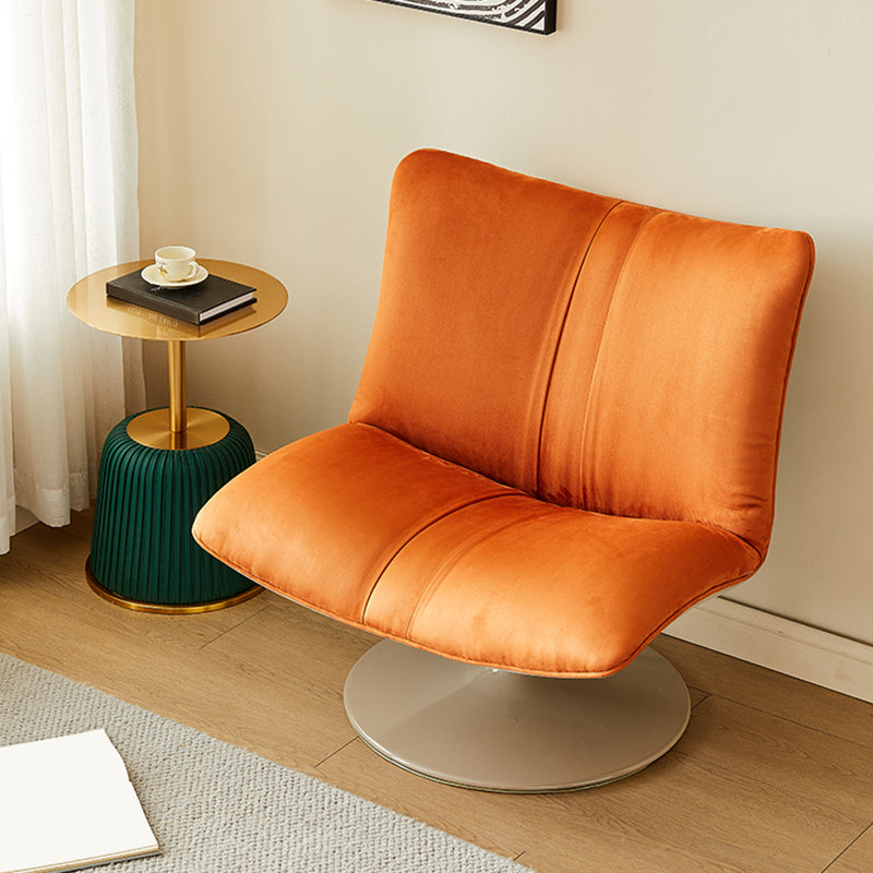 Swivel Parsons Chair with Round Metal Base and Fixed Back for Living Room