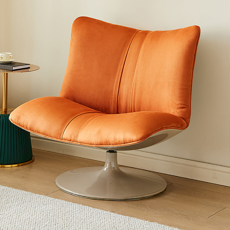 Swivel Parsons Chair with Round Metal Base and Fixed Back for Living Room