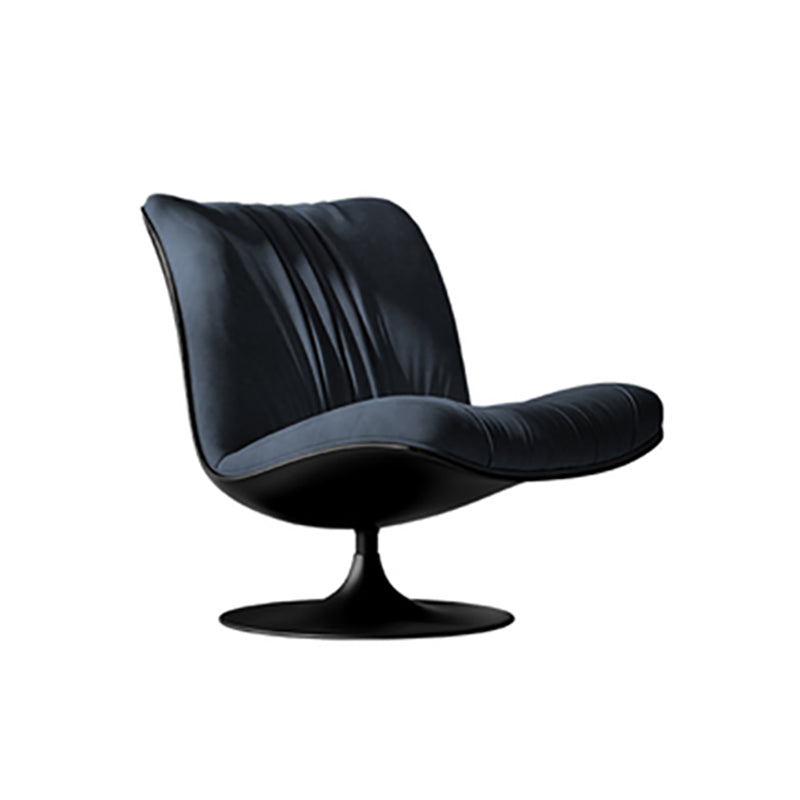 Swivel Parsons Chair with Round Metal Base and Fixed Back for Living Room